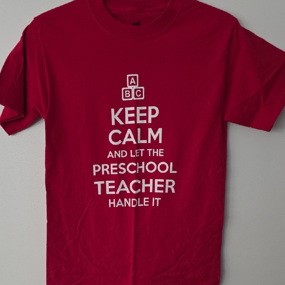 'Keep Calm' Preschool Teacher Tee - Size S